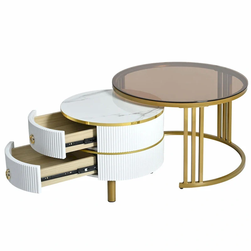 Nesting Coffee Table Set with 2 Drawers