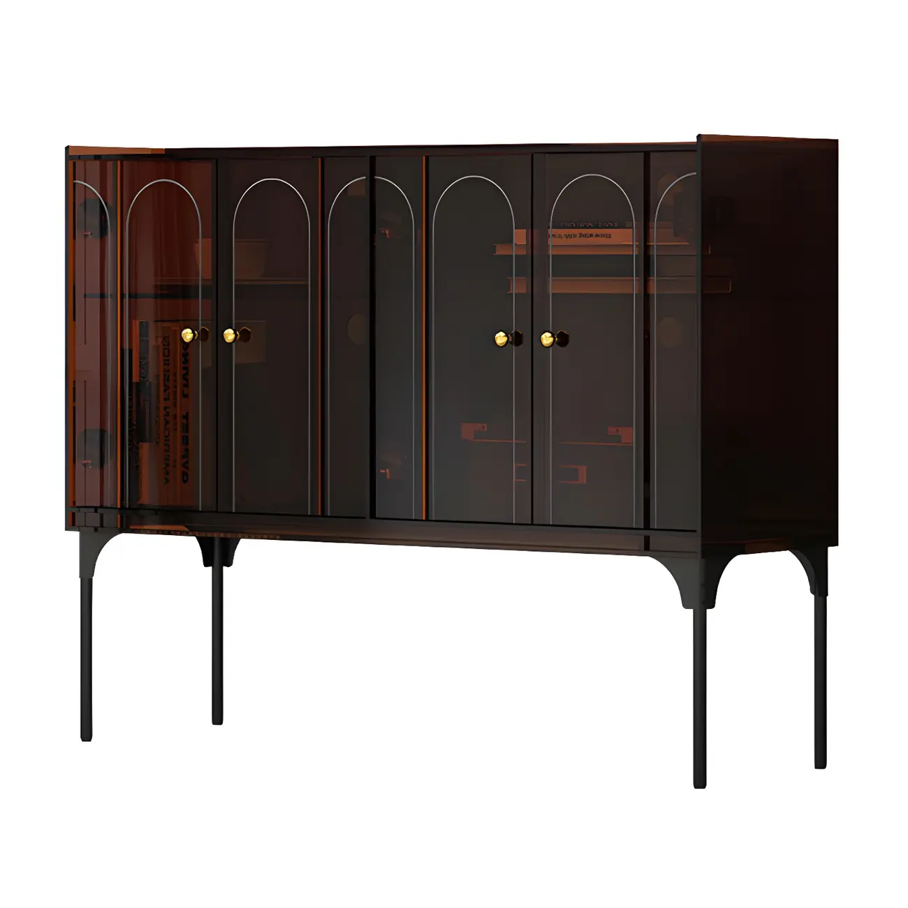 Modern Plastic/Acrylic Sideboard Cabinets with Shelves in Red