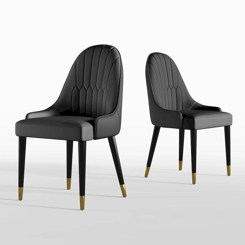 Dining Chair Modern Accent Chairs Faux Leather Side Chairs (Set of 4)