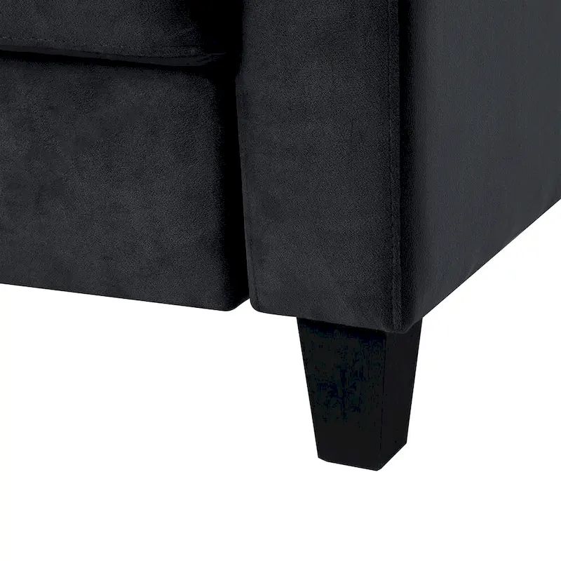 Black 76.7 Velvet 3-seater Sofa with Hardwood Frame and High-Density Foam