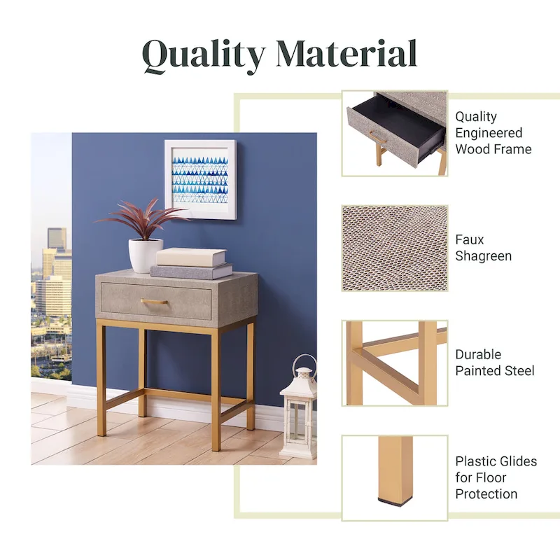 Durham Faux Shagreen 1-Drawer End Table