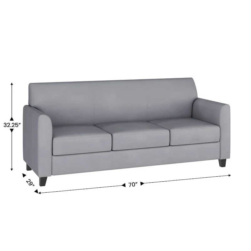 LeatherSoft Sofa with Clean Line Stitched Frame - 70W x 29D x 32.25H