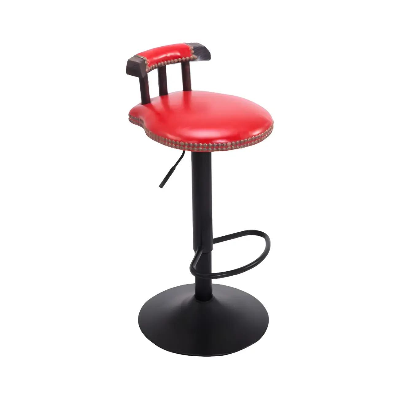 Industrial Round Leather Adjustable Bar Stools