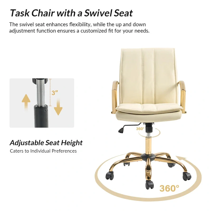 Ignacio Modern Leather Rocking Office Chair with Metal Base by