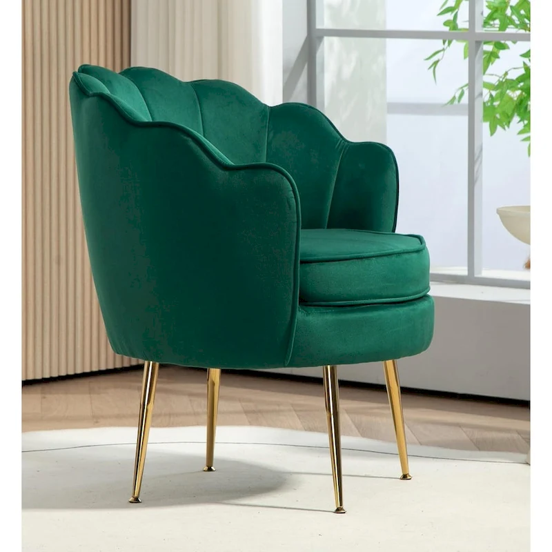 Cavett 28.3  Wide Velvet Barrel Chair with Gold Metal Legs