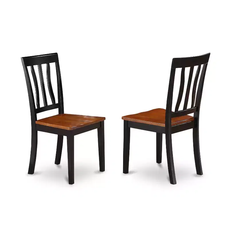 3-Piece Round Black Finish Solid Wood Top Dining Table with 2-Chairs with