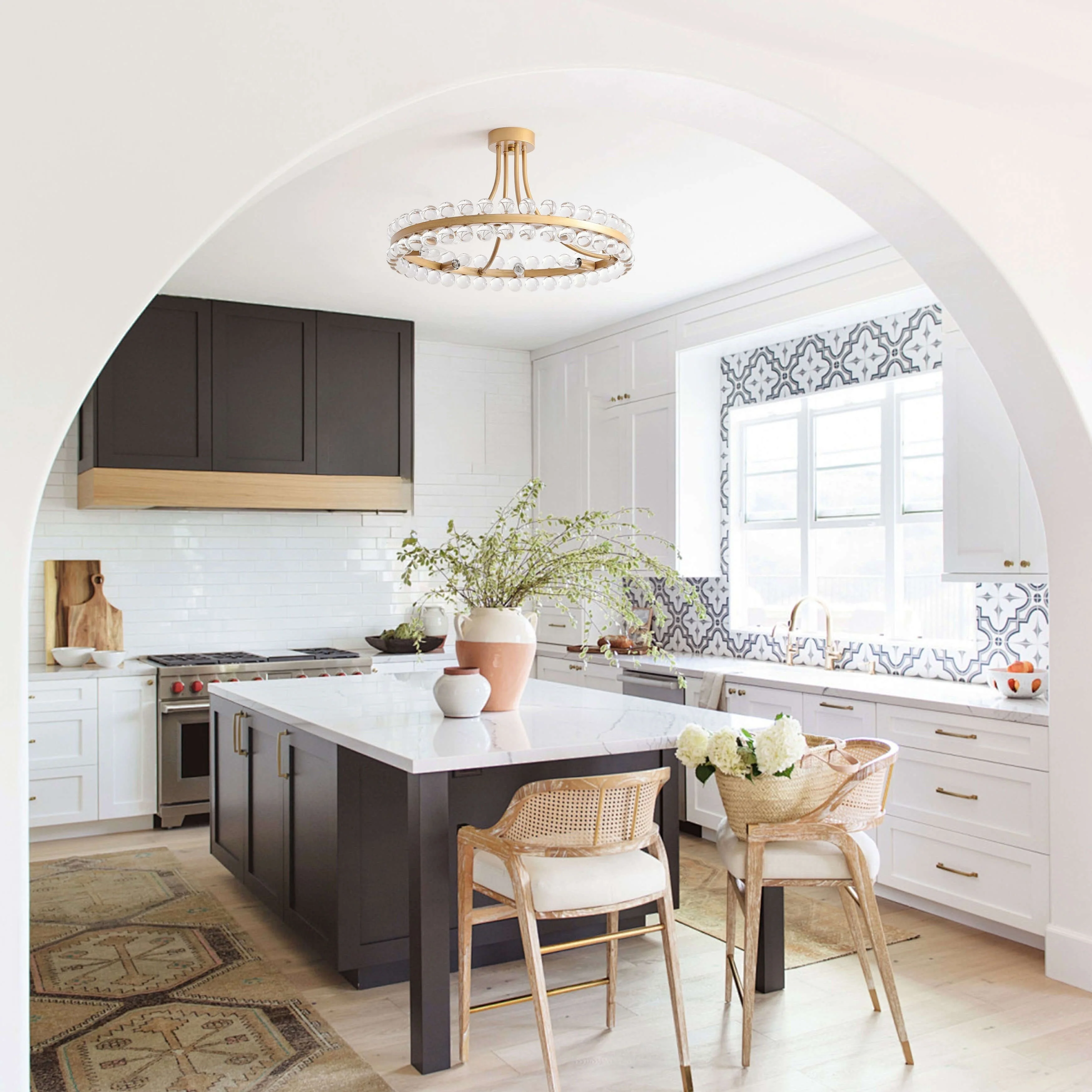 Elvira 8-Light Wagon Wheel Crystal Semi-Flush Mount