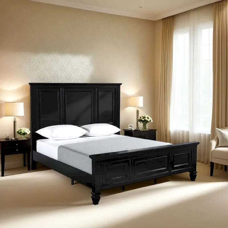 Black Panel King Bed for 2