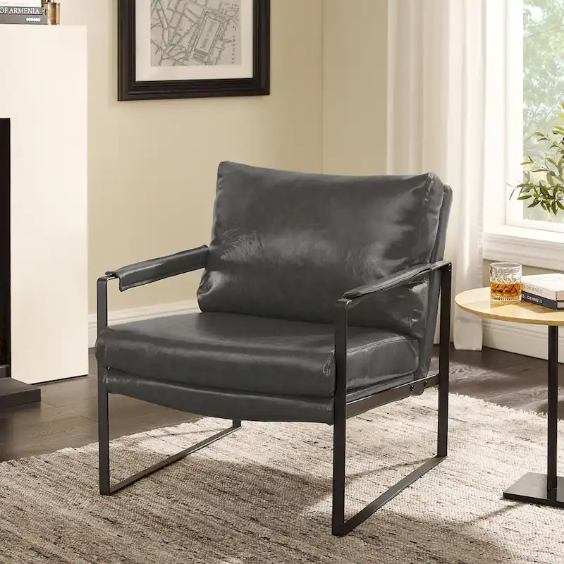 Art Leon Modern Faux Leather Accent Chairs Set of 2
