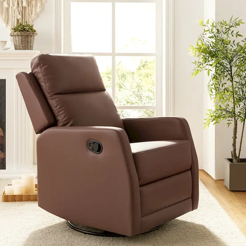 Esteban Modern Faux Leather Manual Rocking Swivel Recliner with Wingback