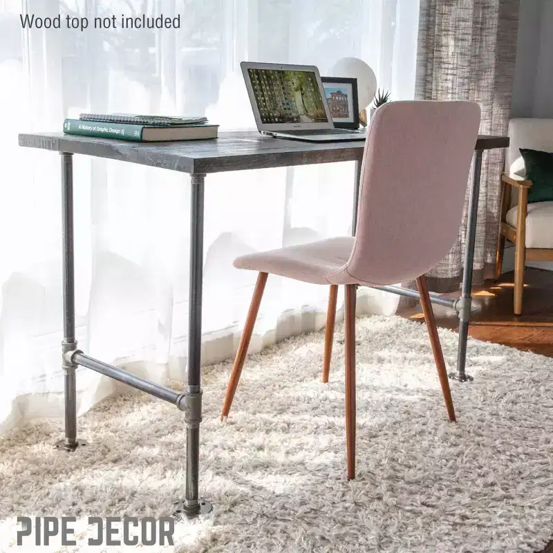 Pipe Decor 1 in. Heavy Duty H Round Flange Pipe Legs, for Restore Wood Dining Tabletops