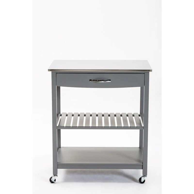 Holland Kitchen Cart With Stainless Steel Top