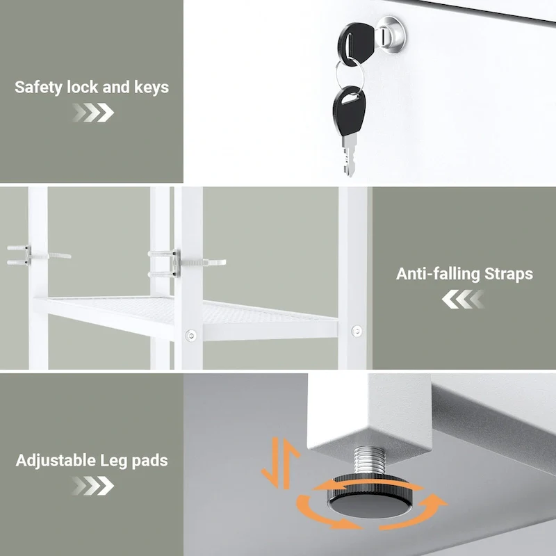 27.6 Wide Drawer File Cabinet, Wood Filing Cabinet With Charging Station and Locks