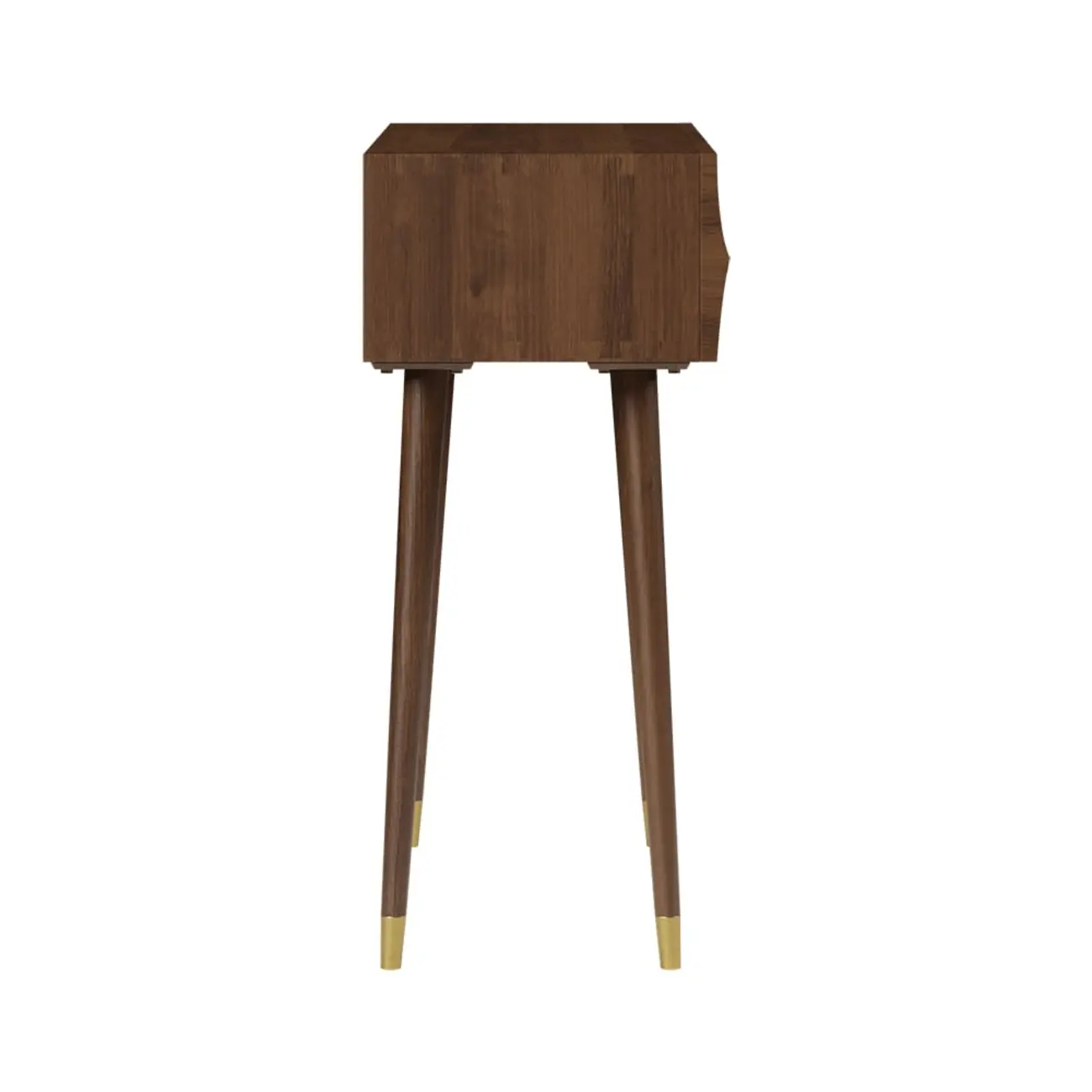 Retro Wave Carved Walnut Wooden 3 Drawers Console Table