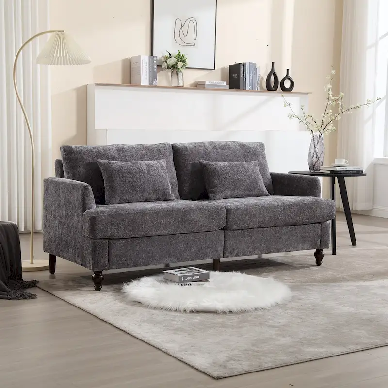 Modern Chenille Fabric Loveseat, 2-Seat Upholstered Loveseat Sofa