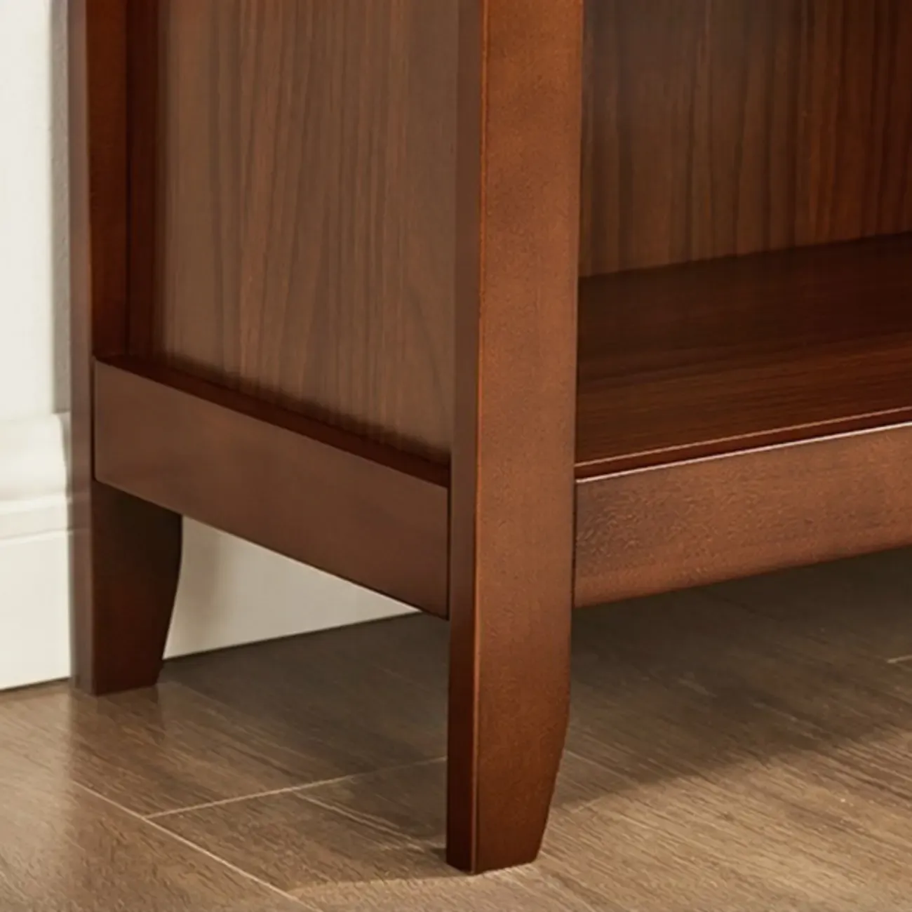 Dark Walnut Modern Vertical Adjustable Shelving Wood Bookcase