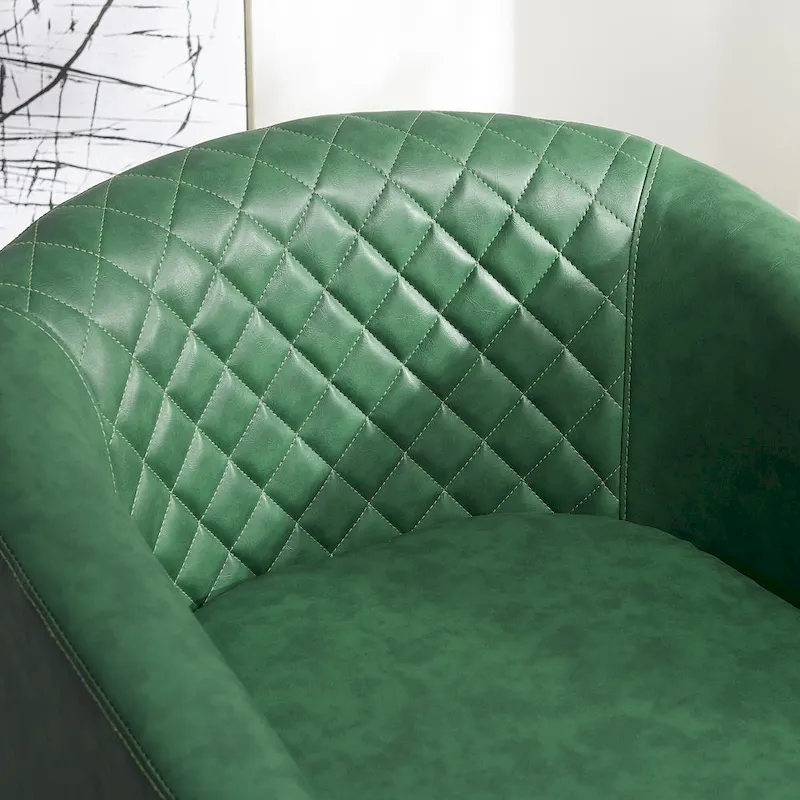 KINWELL 29 Wide Tufted PU Leather Swivel Barrel Chair (Set of 2)