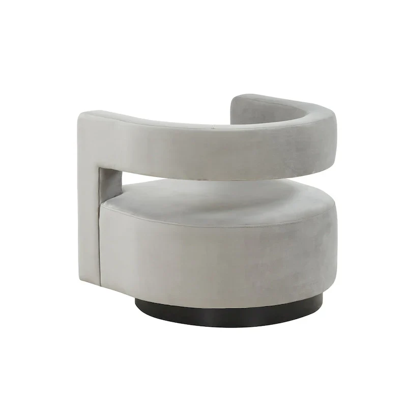 Upholstered Swivel Chair with Cut-Out Back