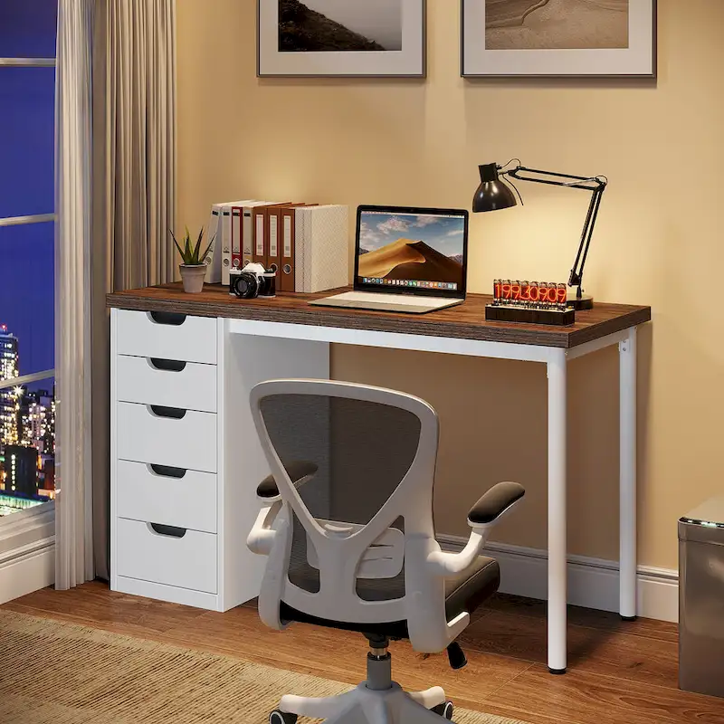 Modern Simple Computer Desk Study Writing Table with 5 Drawers
