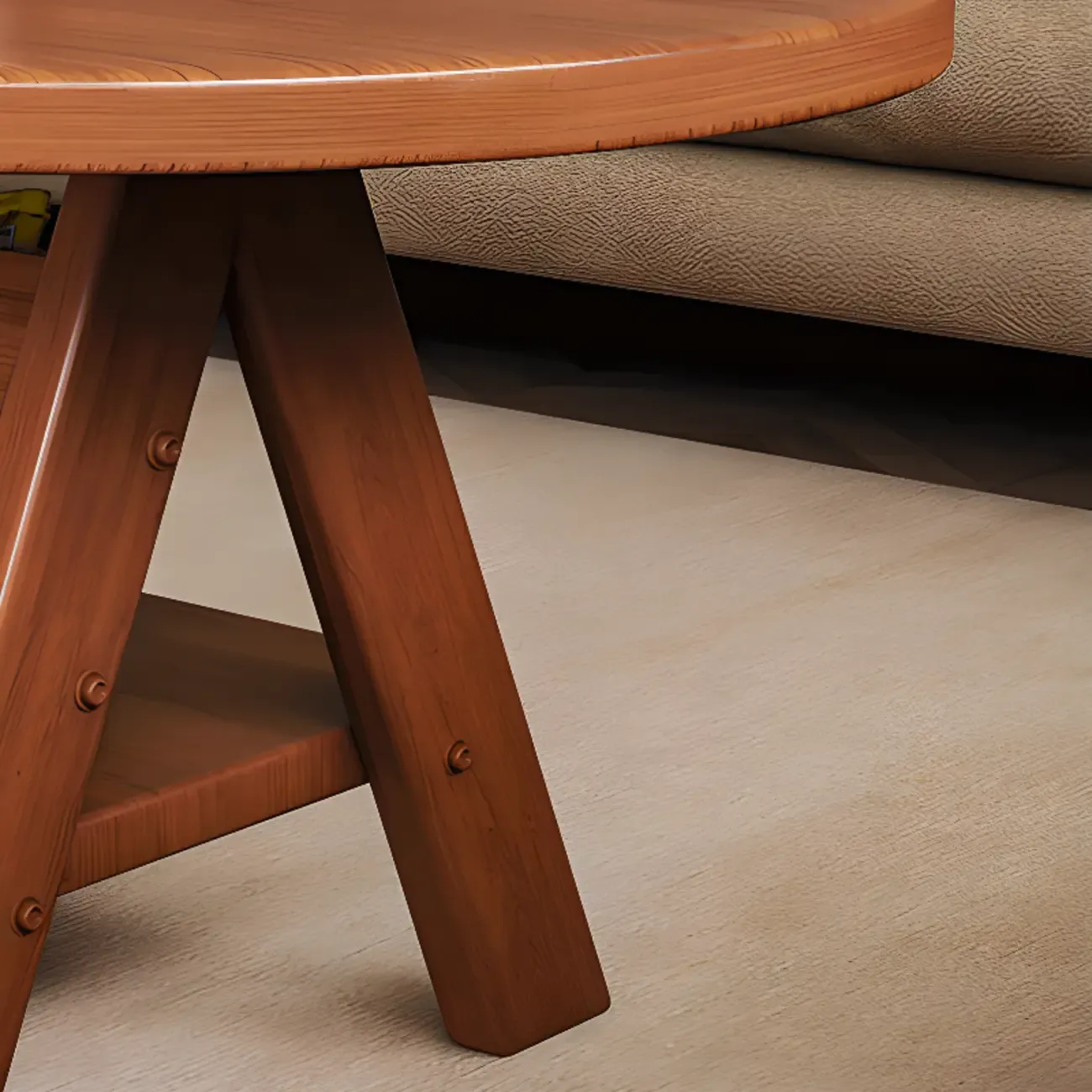 Classic Wooden Oval Coffee Table with Tilt Shelf