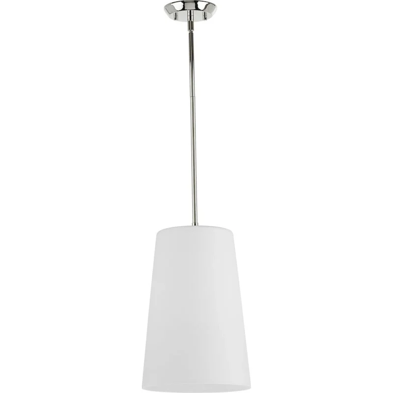 Clarion Collection One-Light Polished Nickel Etched White Transitional Pendant - 10.5 in x 10.5 in x 15.87 in