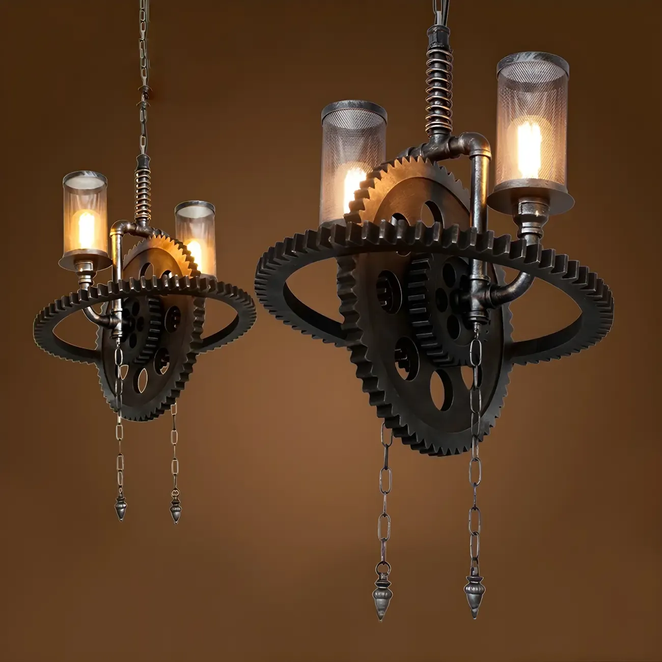 Black Metal Gear Industrial Steampunk Chandelier