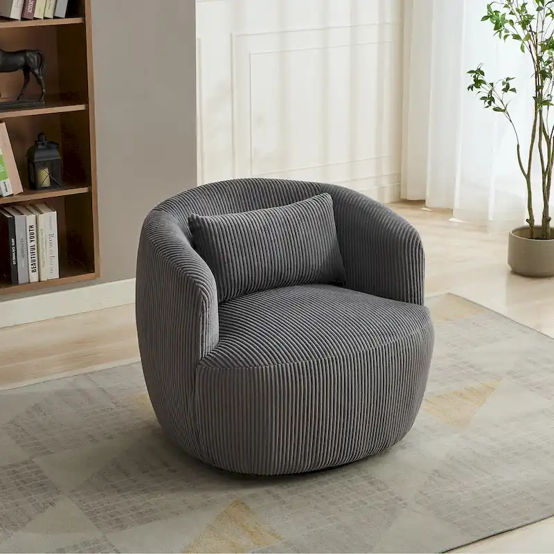 Corduroy Swivel Barrel Chair