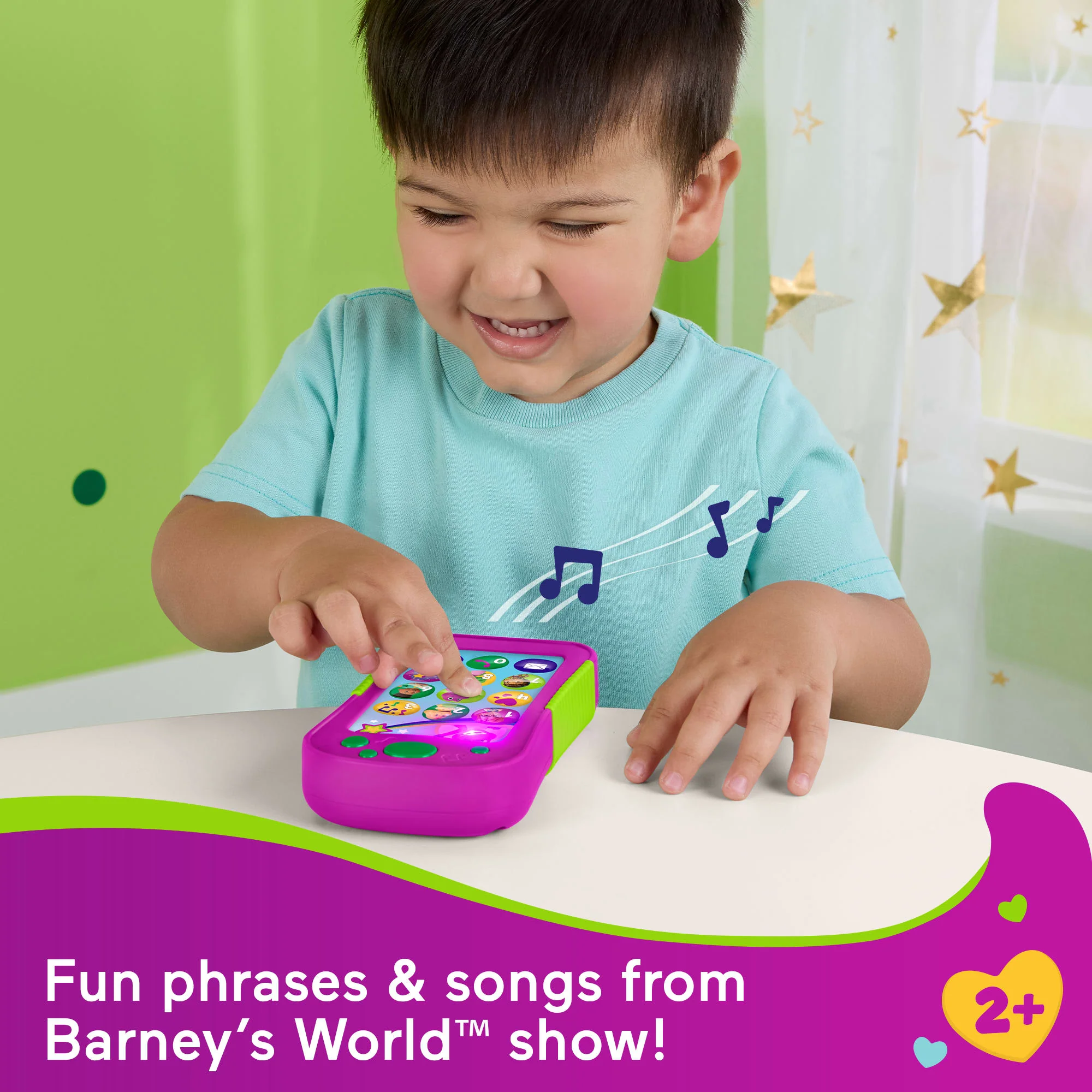 Fisher-Price Barney's World Hey Barney Phone Musical Toddler Toy With Lights For Kids, Multilanguage Version