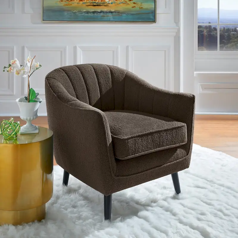 Mid-Century Channel-Tufted Accent Chair with Removable Cushion Cover