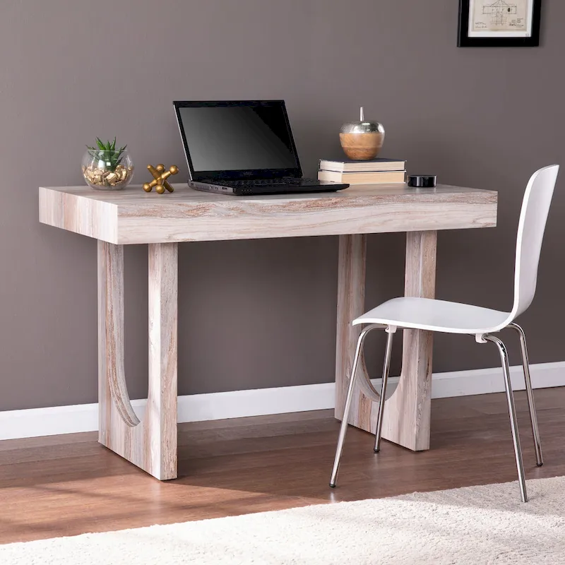 Chadwick Contemporary Brown Faux Stone Desk