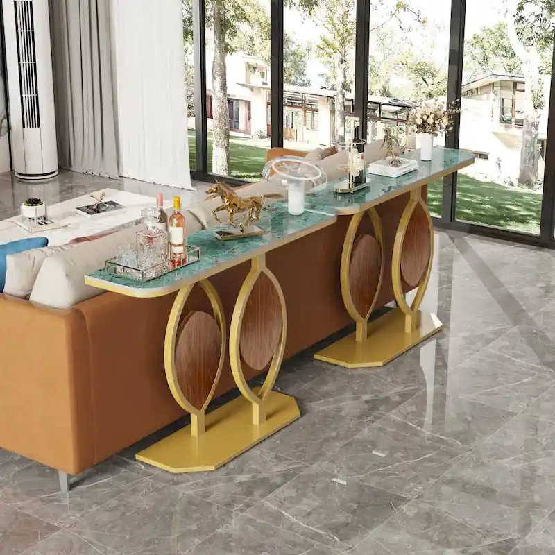 48 Modern Console Marble Table with Gold Base Entryway Living Room - 48x12x31