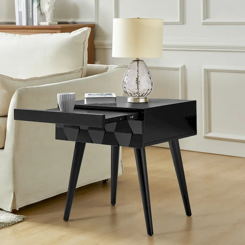 Julian Mid-century  End Table with Charging Station by
