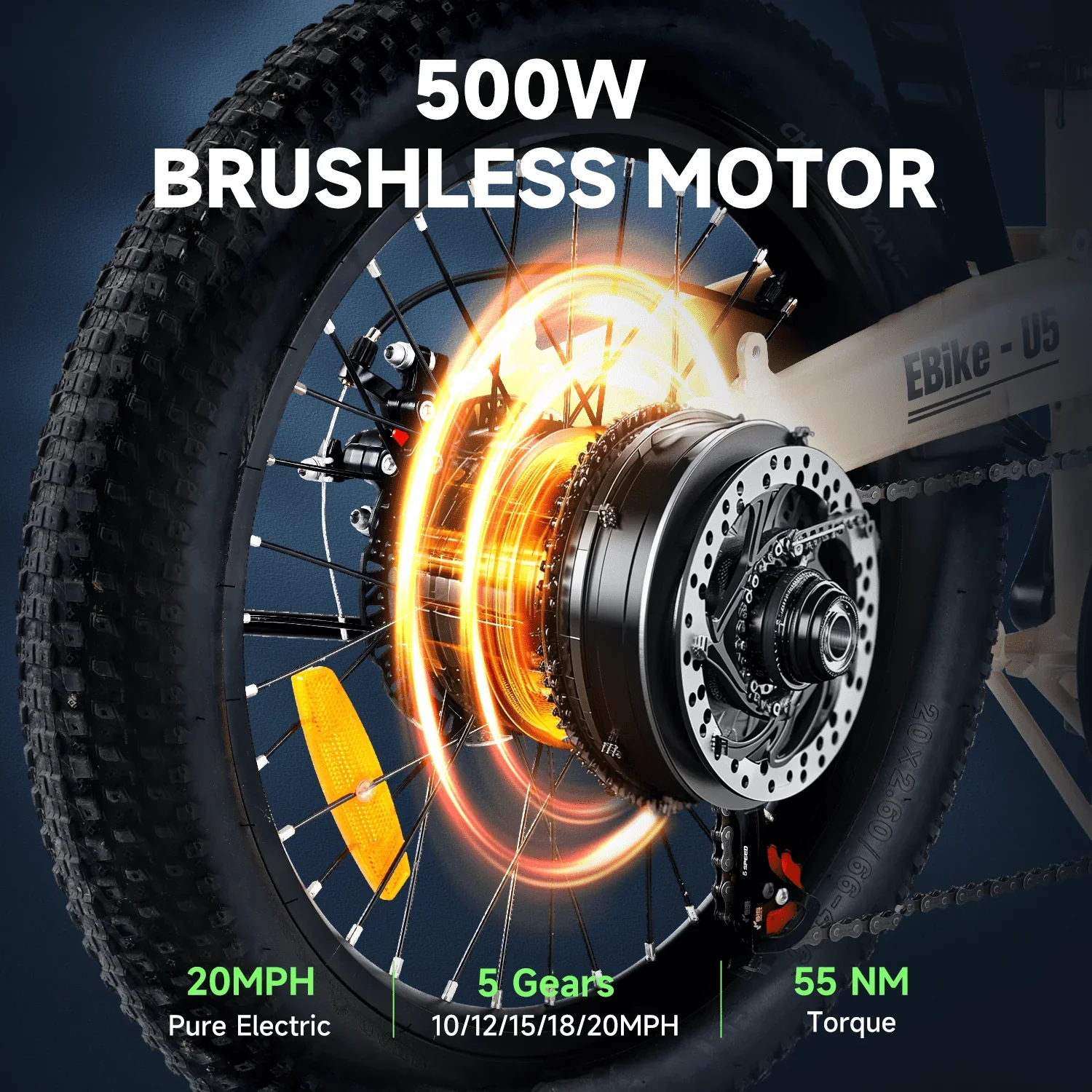 isinwheel U5-W Electric Bike Adult 500W, 20MPH, Max Range 45+ Mile E Bike, 20