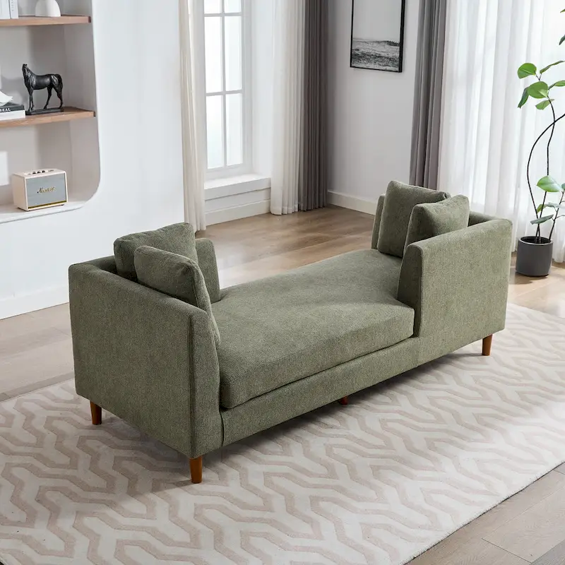 Wide Modern Double-Sided Upholstered Chaise Lounge