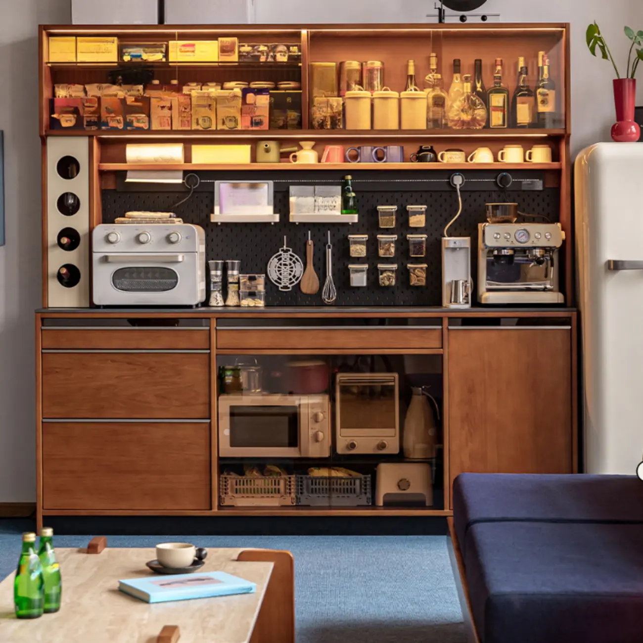 Modern Pine Boxwood Cherry Wood Buffet Sideboard