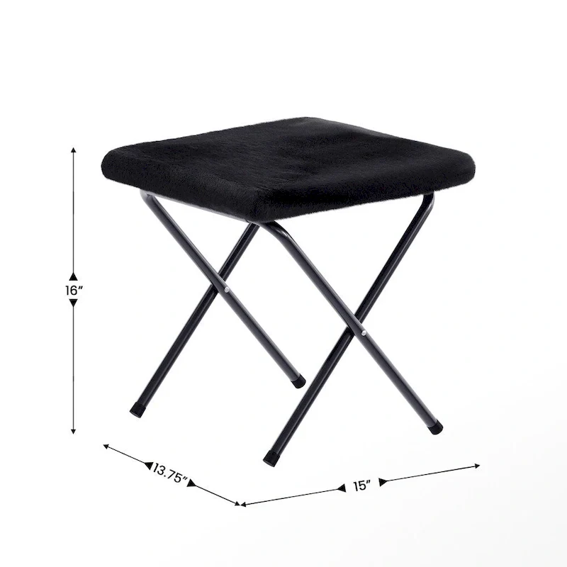 Double Folding Synthetic Fur Saucer Chair with 2 Ottomans