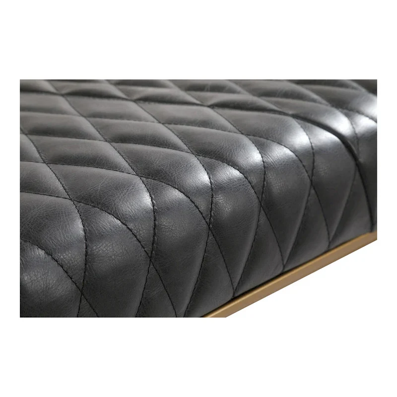 Aurelle Home Modern Leather and Brass Iron Bench