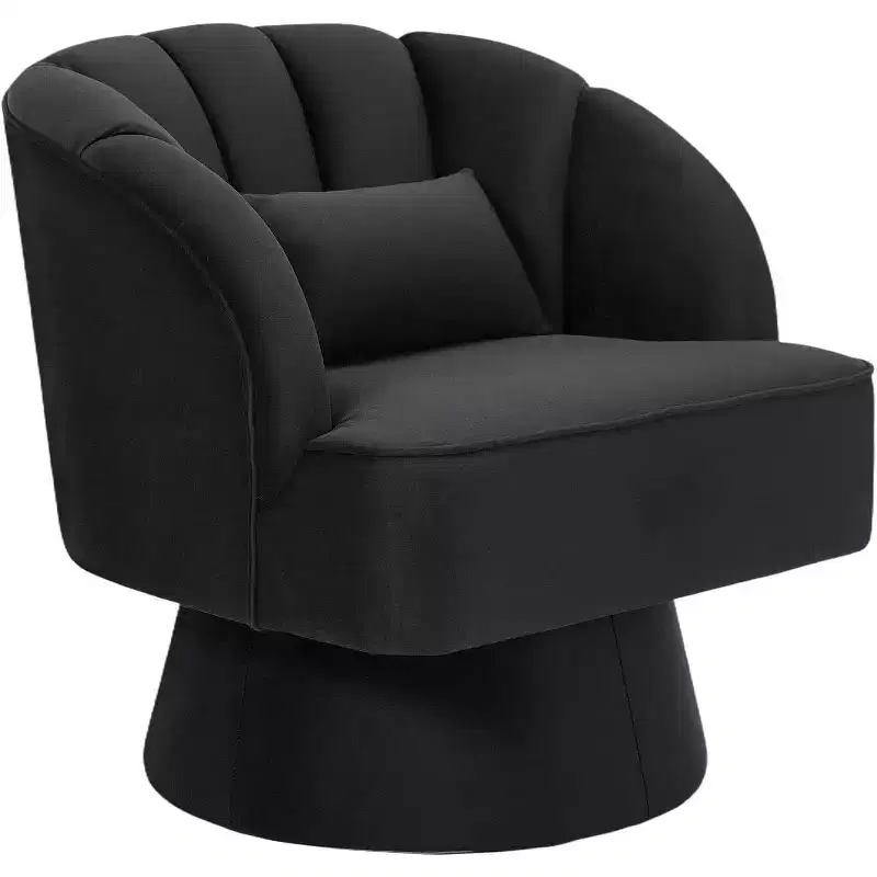Acekool 360 Swivel Barrel Chair - Plush Teddy Velvet Lounge Chair
