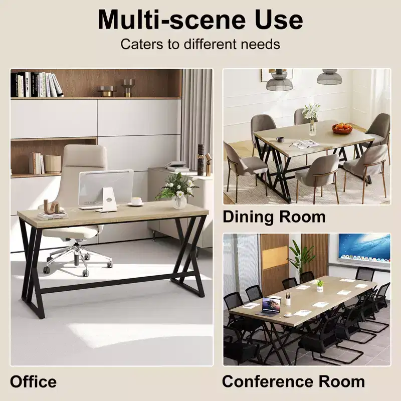 4PCS 59 Computer Desk Large Industrial Home Office Desk w/Heavy-duty Metal Frame