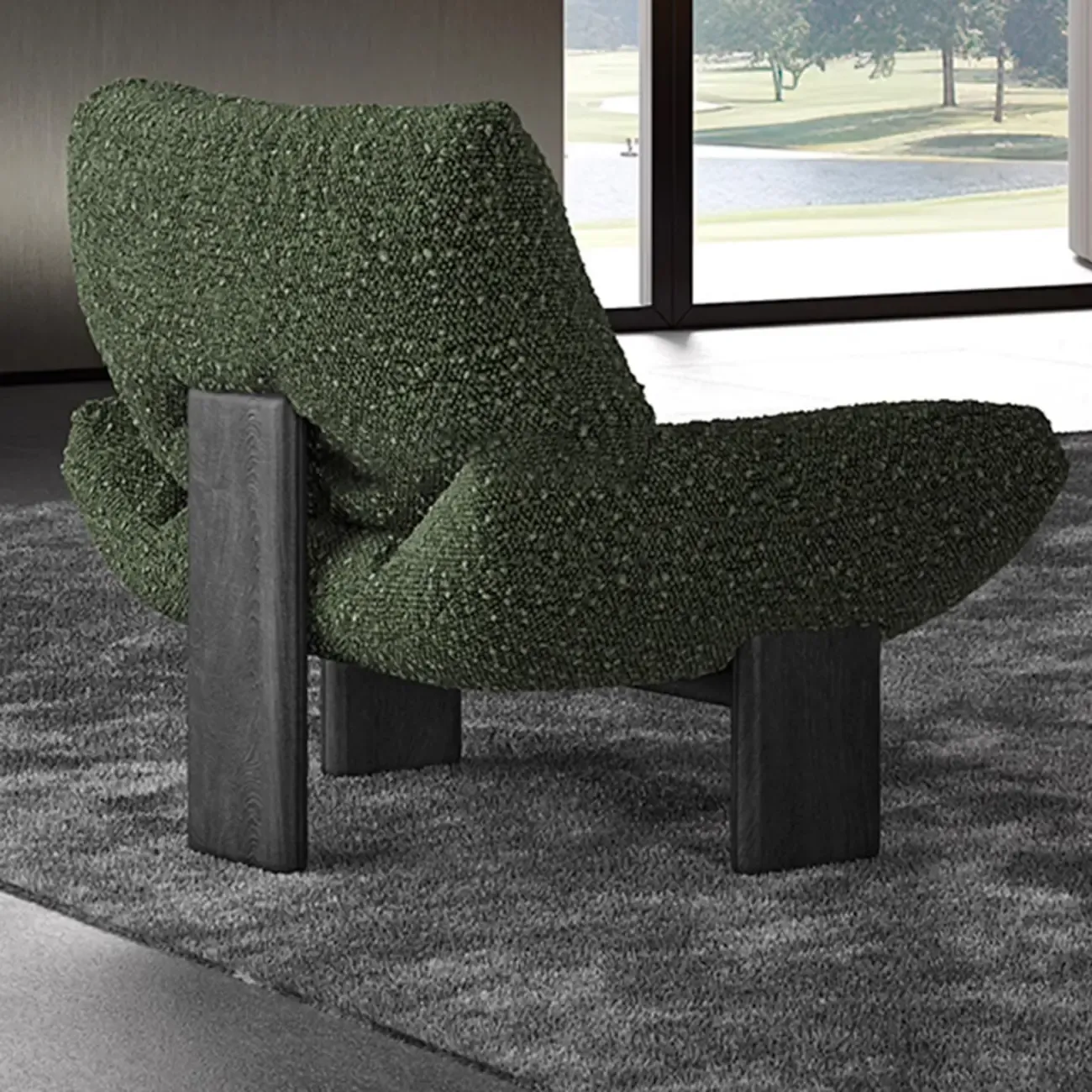 Modern Trufted Back Side Chair Loop Yarn Living Room