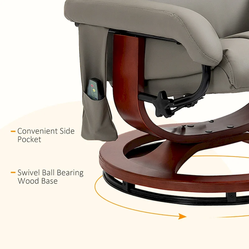 HOMCOM Recliner Chair with Ottoman, Electric Faux Leather Recliner