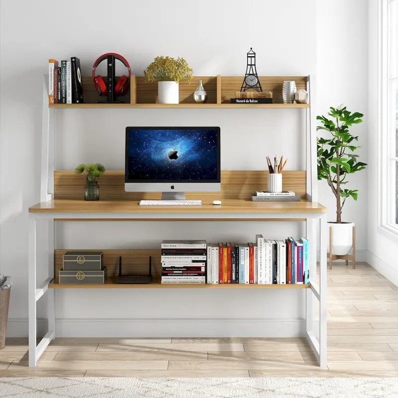 47 Inch Modern Computer Desk with Hutch and Bookshelf