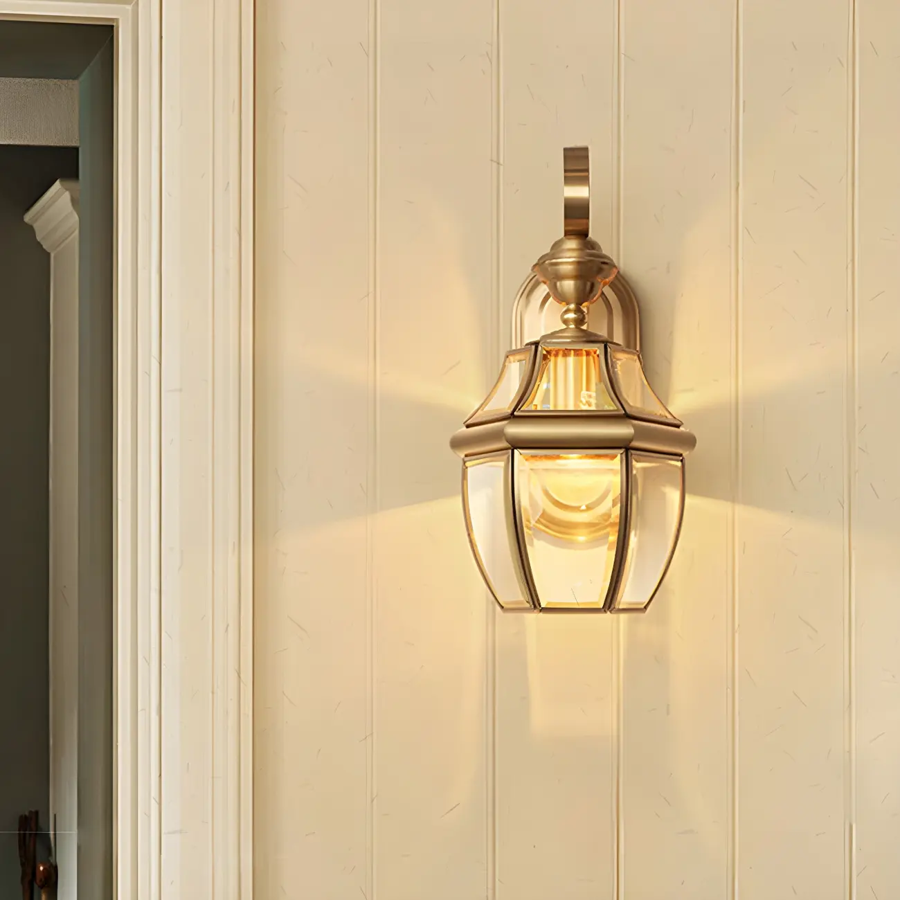 Transparent Gold Glass LED Wall Sconce with Metal Frame