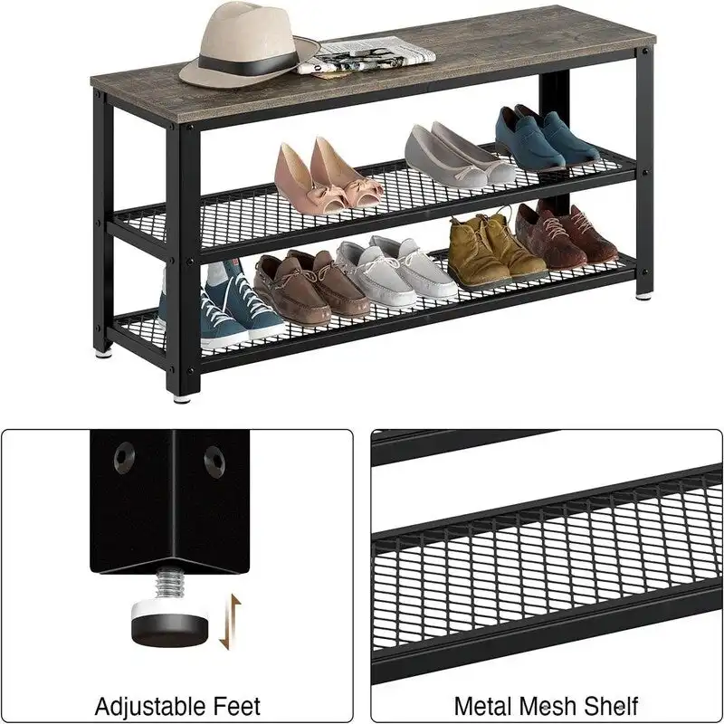 3-Tier Shoe Rack - 39.4D x 13.8W x 16.5H