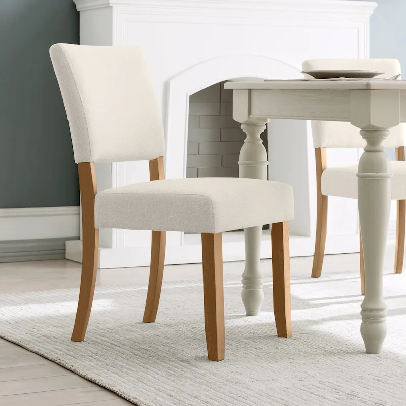 Leick Home Upholstered Back Dining Chair with Wood Base Set of 2