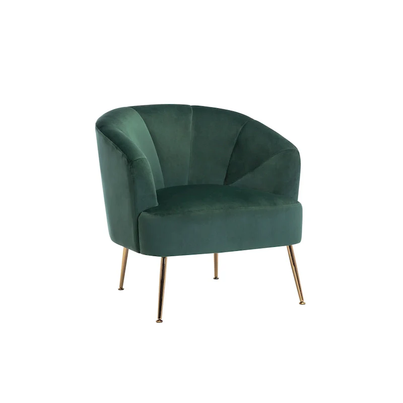Tufted Velvet Accent Chair with Chrome Legs