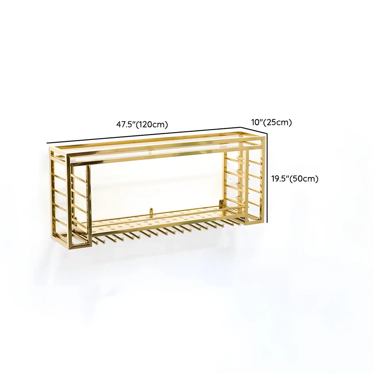 Luxury Metal Gold Wall-Mounted Open Wine Rack
