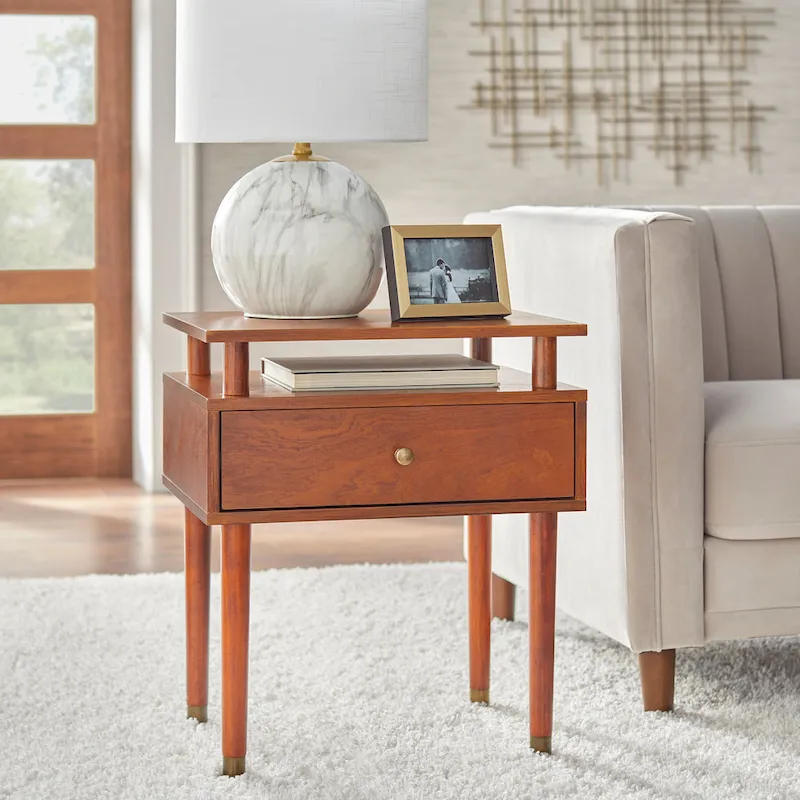 Simple Living Margo Mid-Century One Drawer Side Table