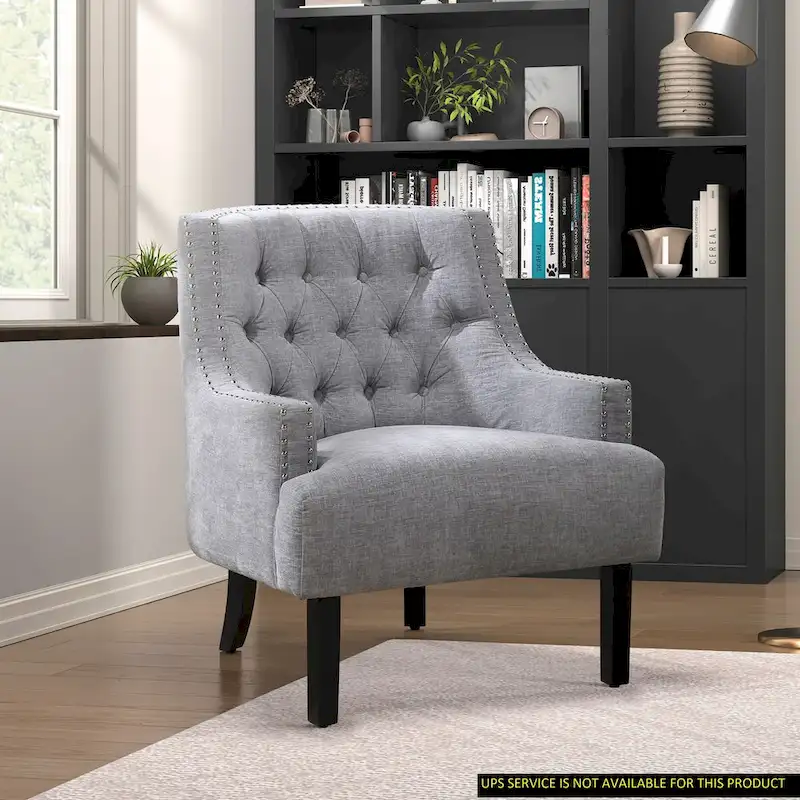 Modern Traditional Accent Chair Chenille Upholstery Button-Tufted Solid Wood 1pc Living Room Furniture