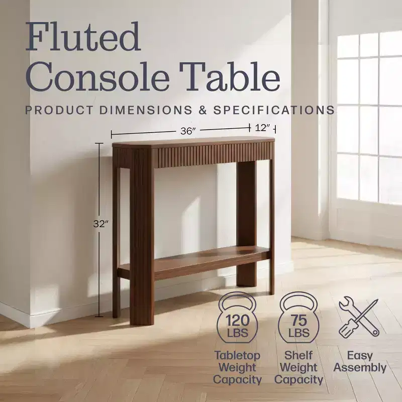 Fluted Solid Wood Console Table 36